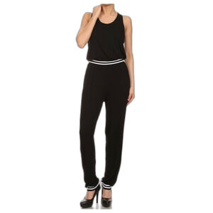 Rolla Coster Black White Jersey Sleeveless Racerback VTG 90s Jumpsuit Size S